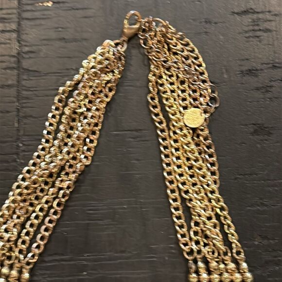 Talbots Seedbead Gold Tone Turquoise Blue Multi Strand Necklace Boho Classy - Picture 6 of 9